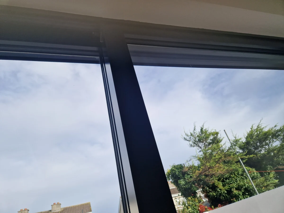 The same window frame after an after builders clean